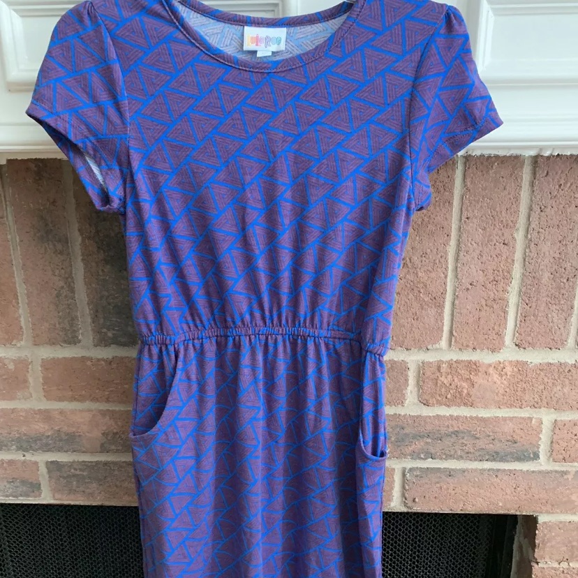 Lularoe 12 Purple & Blue Geometric Triangle Dress